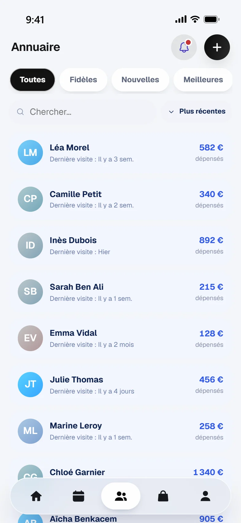 L'annuaire Circle : la liste des clientes