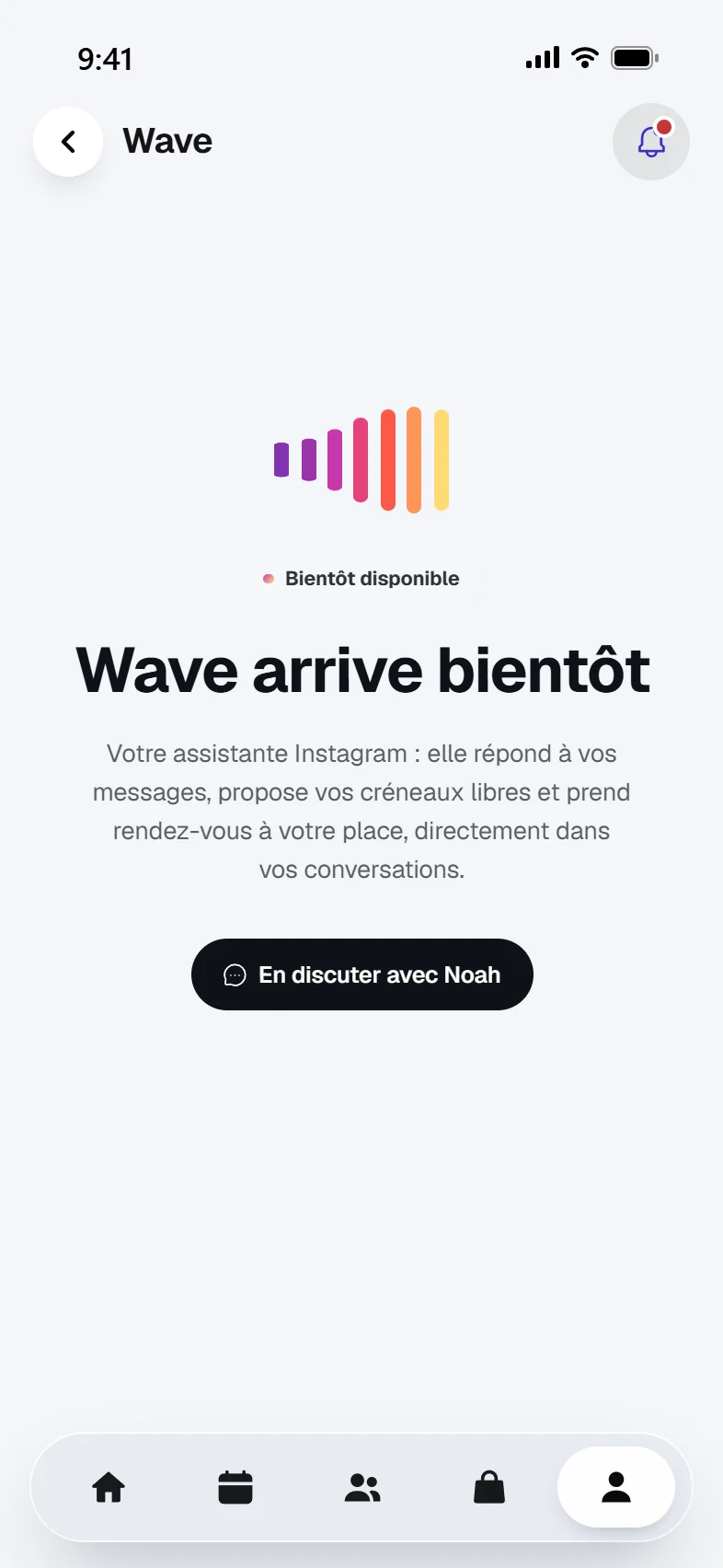 Wave : aperçu sur téléphone